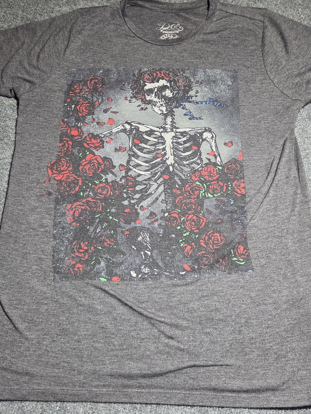 Grateful Dead Skull and Roses Heather Charcoal T-Shirt Size Medium 2017
